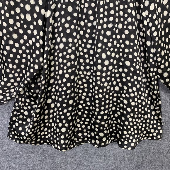 Avenue Black White Polka Dot Top Women 26/28 Button Up Scoop Neck - Picture 9 of 12